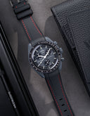 Curved Vertech Rubber Strap - Black & Red Stitches - OM Luxury