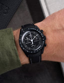 Curved Vertech Rubber Strap - Black & White Stitches - OM Luxury
