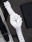 Curved Vertech Rubber Strap - White & Black Stitches - OM Luxury