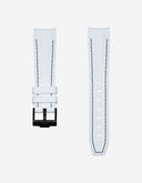 Curved Vertech Rubber Strap - White & Black Stitches - OM Luxury