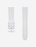 Curved Vertech Rubber Strap - White & Pink Stitches - OM Luxury