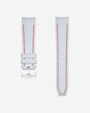 Curved Vertech Rubber Strap - White & Red Stitches - OM Luxury